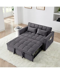 Streamdale 54.33 inch versatile foldable sofa bed in 3 lengths, modern sofa sofa sofa velvet pull-out bed, adjustable back (Gray)