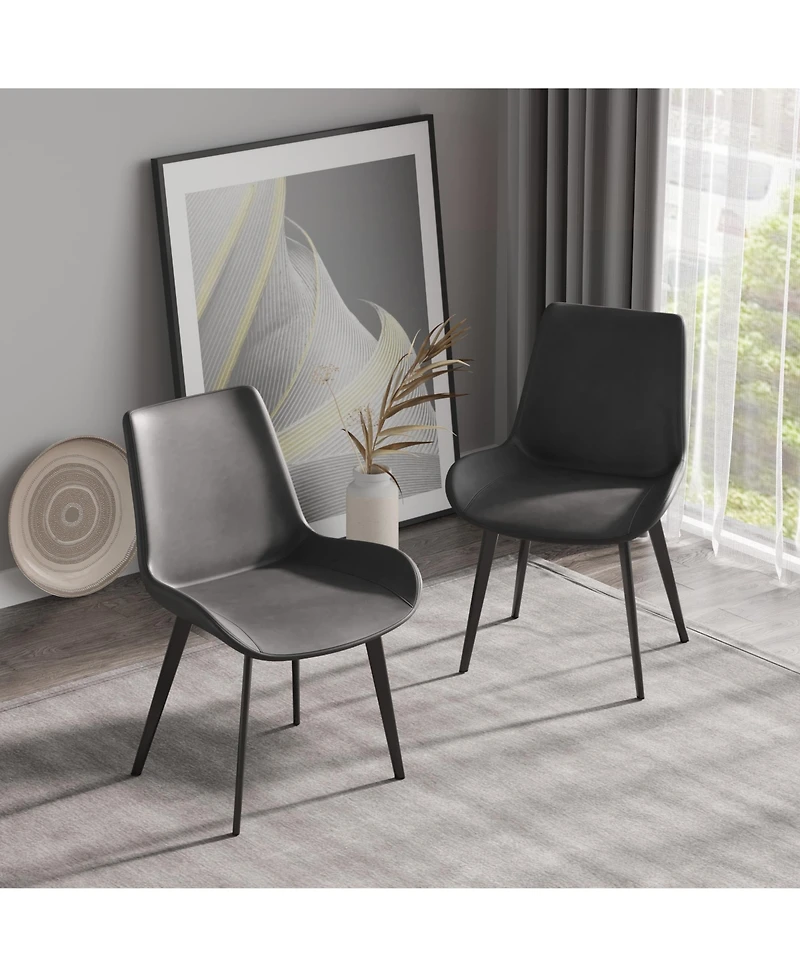 Streamdale Grey Dining Chair with Black Metal Legs (4-pack)