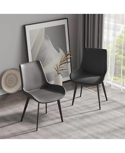 Streamdale Grey Dining Chair with Black Metal Legs (4-pack)