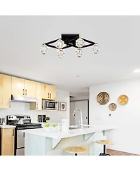 6-Light Crystal Ceiling Lamp for Dining Room, Modern Entryway Light