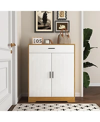 Streamdale Freestanding 4-Tier Shoe Cabinet with Drawer and Adjustable Shelves