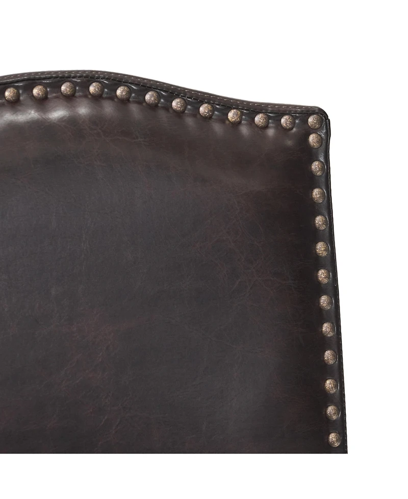 Streamdale Walnut Brown Reconstituted Bycast Leather Barstools with Rubberwood Legs (Set of 2)