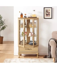 Streamdale Lighted Glass Curio Cabinet with Shelves