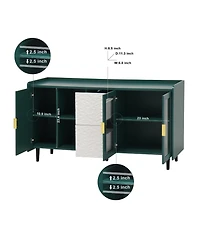 Streamdale Green Kitchen Storage Cabinet with Drawers, Shelves, Glass Doors