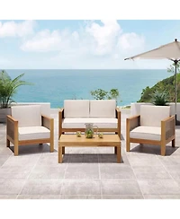 Streamdale Acacia Wood 4-Seater Chat Set, Teak Finish