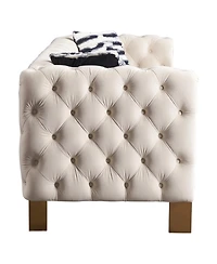 Streamdale Chesterfield Modern Tufted Velvet Living Room Sofa, 84.25"W Couch,Cream