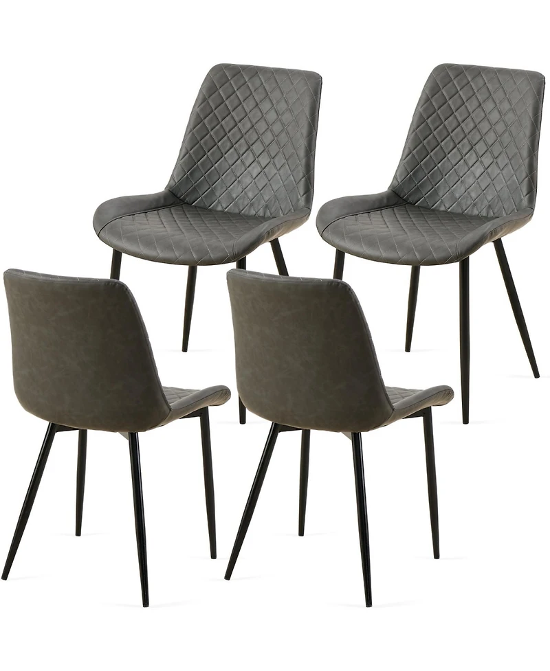 Streamdale Mid-Century Leathaire Dining Chairs (Set of 4)
