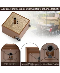 150 Pounds Patio Umbrella Base Stand Wheels Planter Outdoor-Coffee