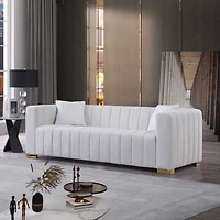 Streamdale Modern Chesterfield Sofa, White, 3-Seater