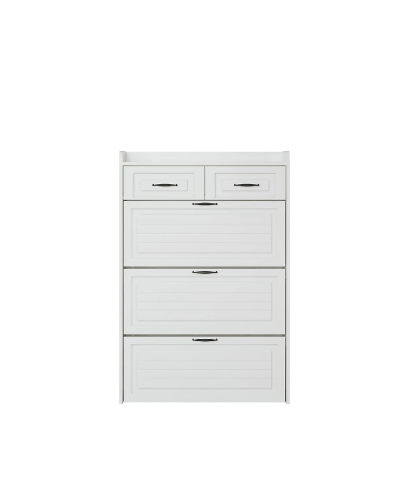 Streamdale 1250 White color shoe cabinet with 3 doors 2 drawers,large space for storage