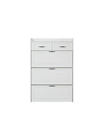 Streamdale 1250 White color shoe cabinet with 3 doors 2 drawers,large space for storage