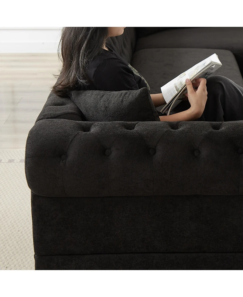 Streamdale Modern Chenille 3-Piece U-Sofa with Chaise Longue