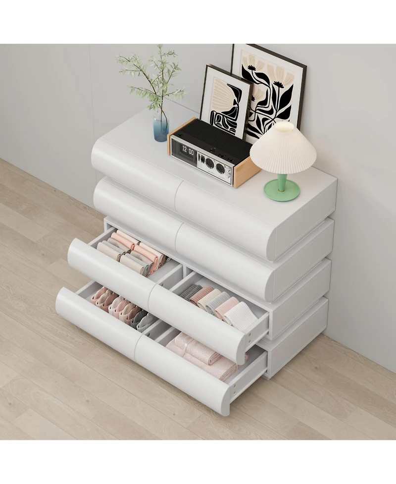 Streamdale 8 Drawer Dresser for Bedroom, White Dresser No Handle, Modern 8 Chest of Drawers with Wide Storage