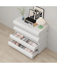 Streamdale 8 Drawer Dresser for Bedroom, White Dresser No Handle, Modern 8 Chest of Drawers with Wide Storage