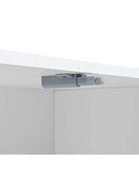 Modern Tv Stand with Fluted Glass Sliding Door, Media Console with Storage and Led Backlight (White)