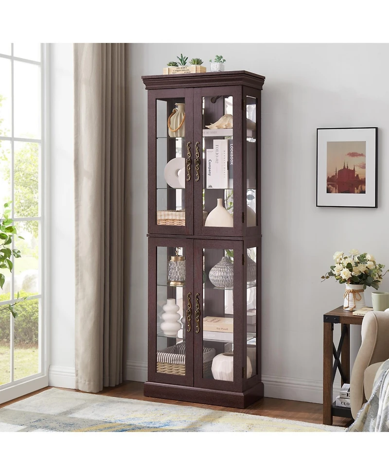 Streamdale Lighted Glass Curio Cabinet for Display & Storage