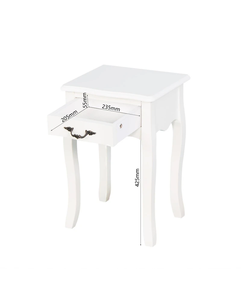 Streamdale White Floor-Standing Table with Drawer & Curved Legs