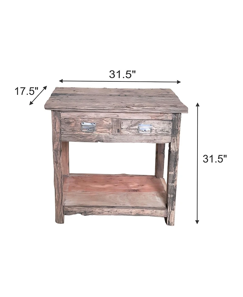 Streamdale 31.5x17.5x31.5" Rustic 2-Drawer Kitchen Island
