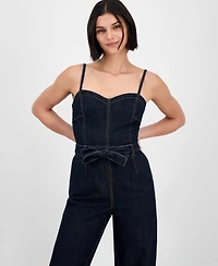 Tinseltown Juniors' Sweetheart-Neck Sleeveless Denim Jumpsuit
