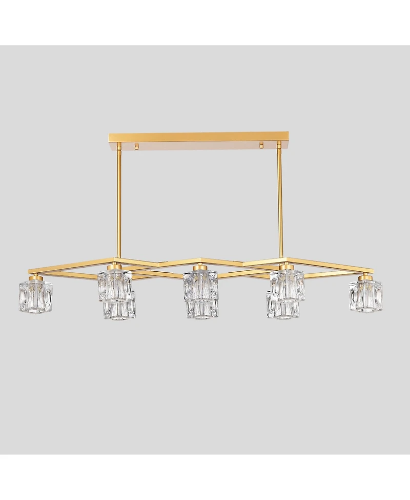 Streamdale 8-Light Crystal Chandelier with Matte Gold Finish, Ideal for Dining Rooms and Various Other Spaces