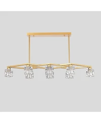 Streamdale 8-Light Crystal Chandelier with Matte Gold Finish, Ideal for Dining Rooms and Various Other Spaces
