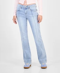 Madden Girl Juniors' Mid-Rise Pintuck Bootcut Jeans