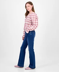 Madden Girl Juniors' Mid-Rise Pintuck Bootcut Jeans