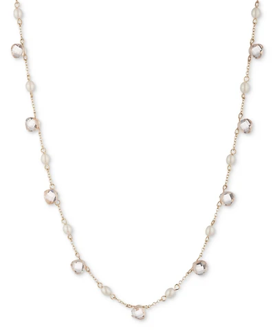 Lauren Ralph Lauren Gold-Tone Silk Freshwater Pearl Station Collar Necklace, 16" + 3" extender