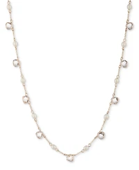 Lauren Ralph Lauren Gold-Tone Silk Freshwater Pearl Station Collar Necklace, 16" + 3" extender