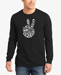 La Pop Art Men's Peace Finger Notes Word Long Sleeve T-Shirt