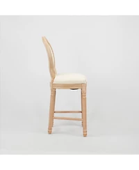Streamdale French Country Wooden Barstools With Upholstered Seating, Beige and Natural,set of 2