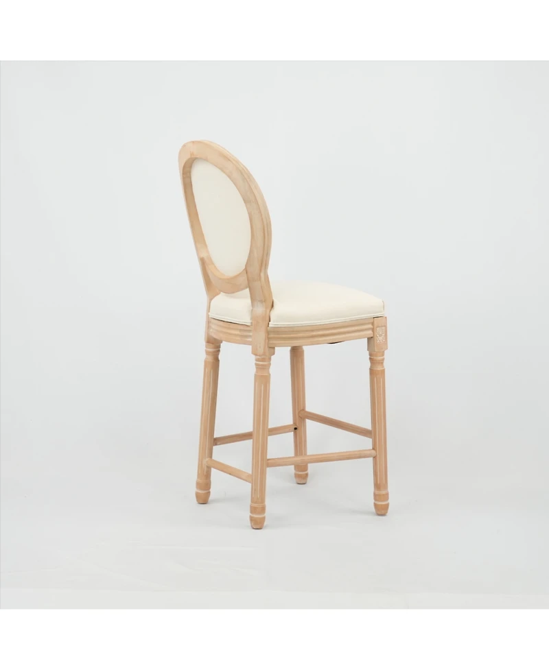 Streamdale French Country Wooden Barstools With Upholstered Seating, Beige and Natural,set of 2