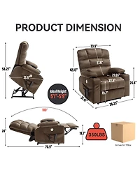 Streamdale Chenille Power Lift Recliner with Vibration Massage and Lumbar Heating