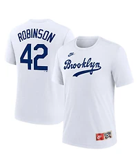 Nike Men's Jackie Robinson White Brooklyn Dodgers Cooperstown Collection Tri-Blend Name Number T-Shirt