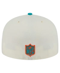New Era Men's White/Aqua Miami Dolphins Main 59FIFTY Fitted Hat