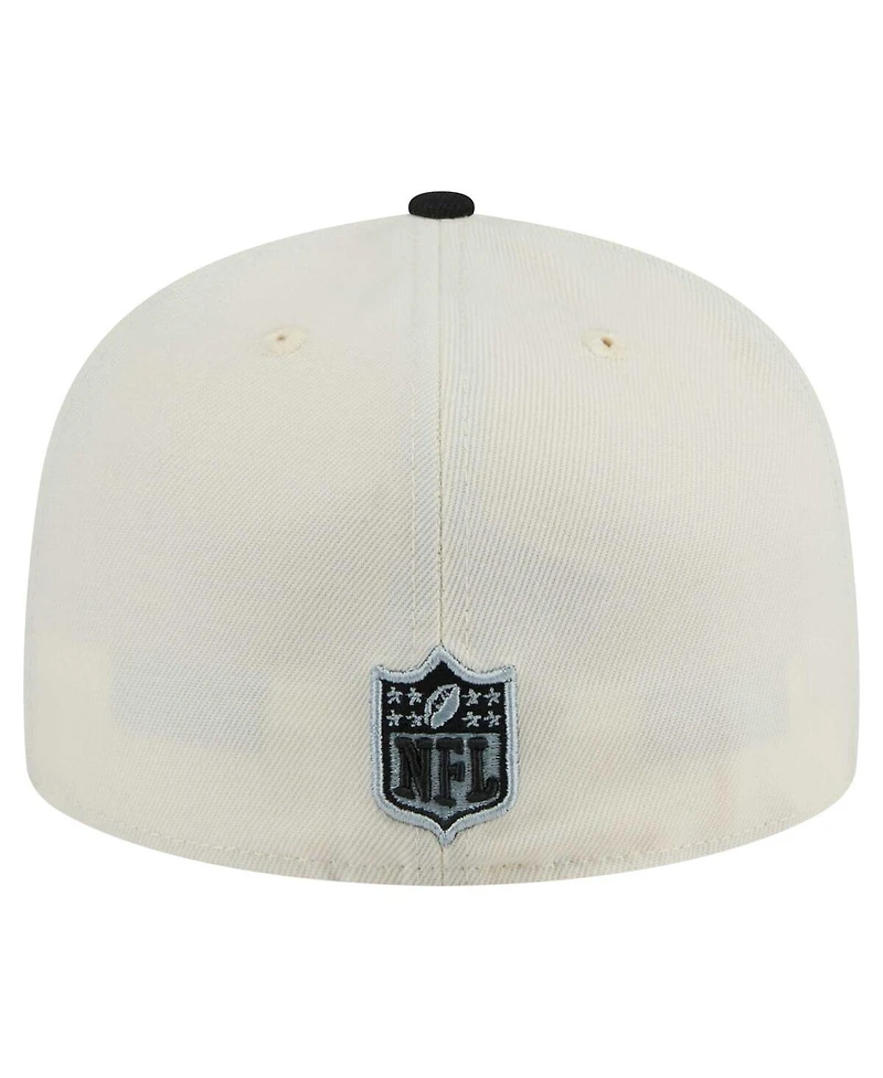 New Era Men's White/Black Las Vegas Raiders Main 59FIFTY Fitted Hat