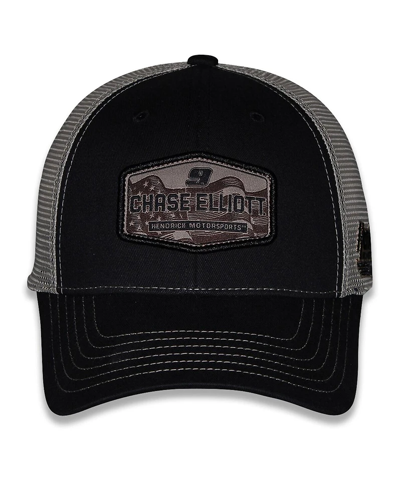 Checkered Flag Sports Men's and Women's Black Chase Elliott Flag Trucker Adjustable Hat