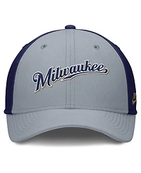 Nike Men's Gray/Navy Milwaukee Brewers Rise Swoosh Performance Flex Hat
