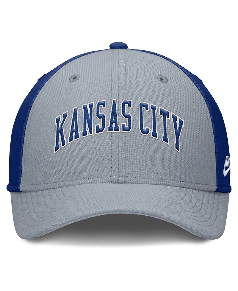 Nike Men's Gray/Royal Kansas City Royals Rise Swoosh Performance Flex Hat