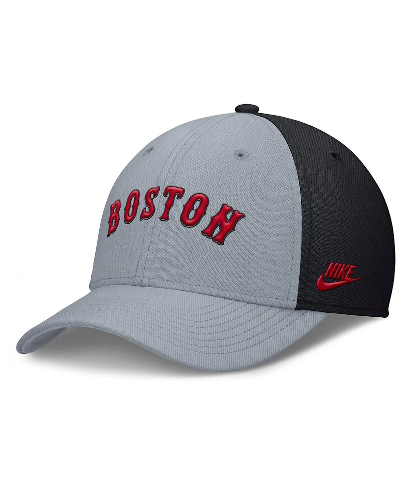 Nike Men's Gray/Navy Boston Red Sox Rise Swoosh Performance Flex Hat