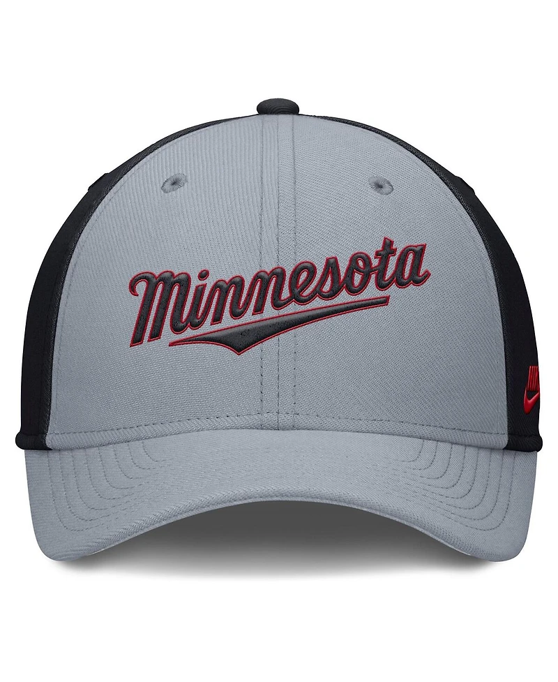 Nike Men's Gray/Navy Minnesota Twins Rise Swoosh Performance Flex Hat