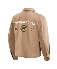 Fanatics Men's Tan Chicago Cubs Distressed Washed Full-Zip Jacket