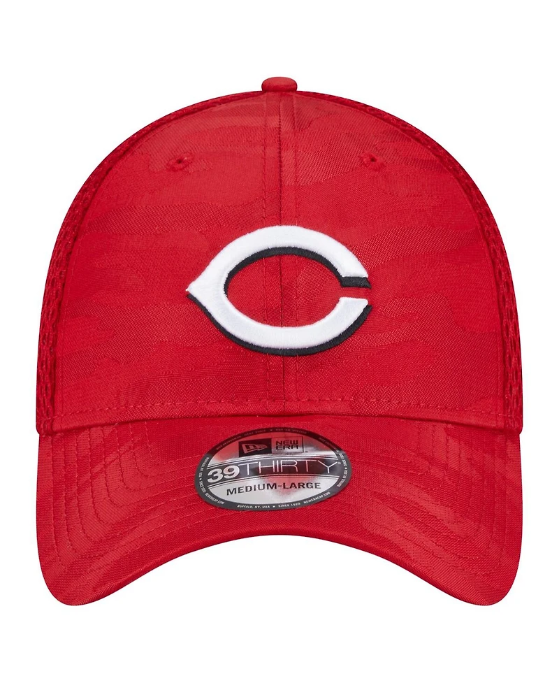 New Era Men's Red Cincinnati Reds Subtle Camo 39THIRTY Flex Hat