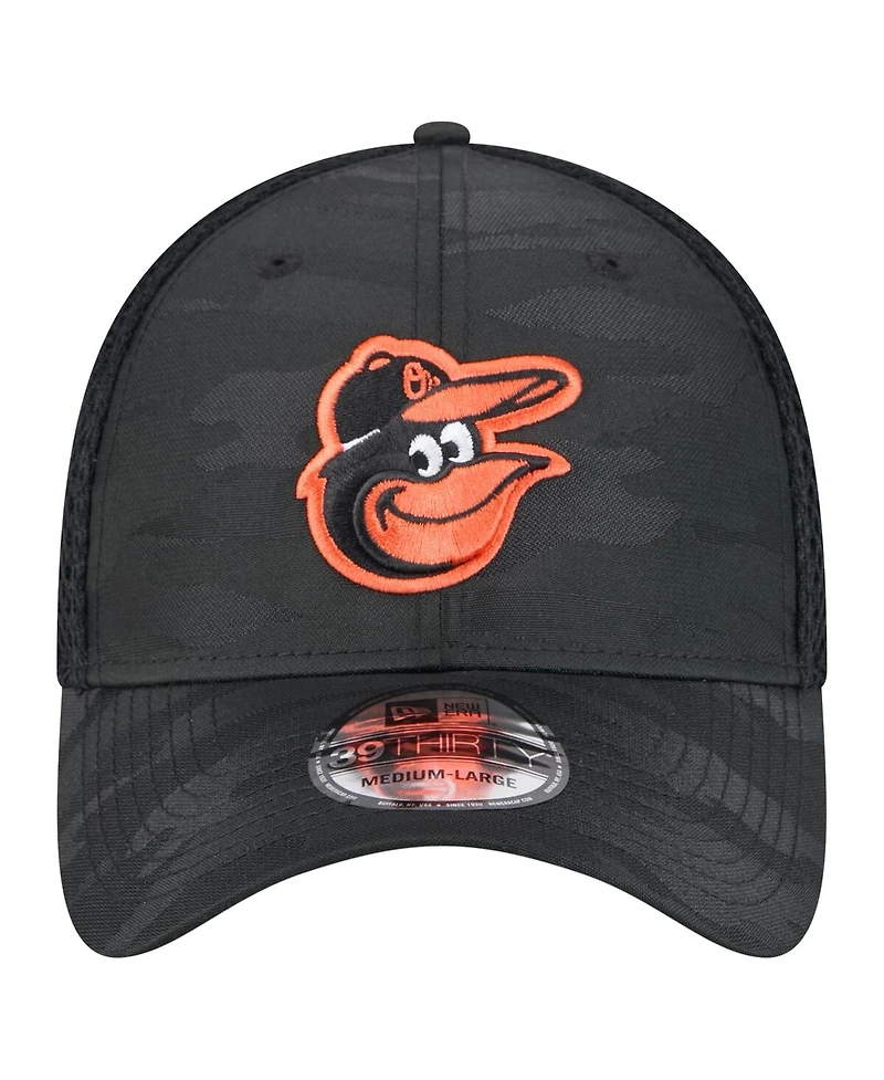 New Era Men's Black Baltimore Orioles Subtle Camo 39THIRTY Flex Hat