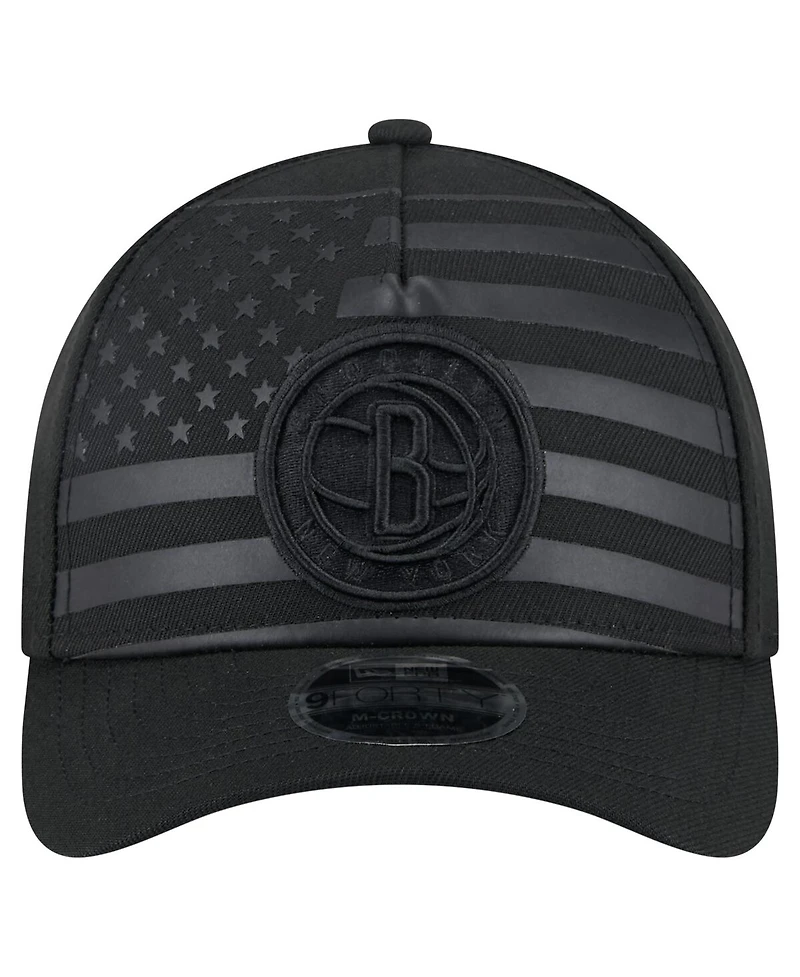New Era Men's Black Brooklyn Nets Game Day Flag A-Frame 9FORTY Adjustable Hat