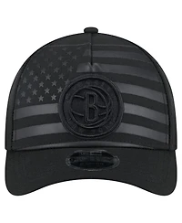 New Era Men's Black Brooklyn Nets Game Day Flag A-Frame 9FORTY Adjustable Hat