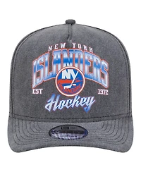 New Era Men's Charcoal New York Islanders Throwback Washed A-Frame Pre-Curved 9FIFTY Snapback Hat