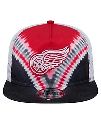 New Era Men's Black/Red Detroit Red Wings Throwback V-Dye Adjustable Golfer Hat