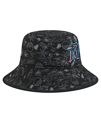 New Era Men's Black Miami Marlins 2025 Spring Training All Over Print Bucket Hat