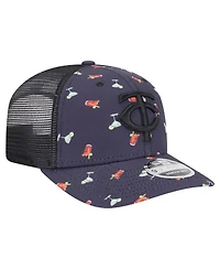 New Era Men's Black Minnesota Twins Adventure Drinks Pattern 9SEVENTY Stretch-Snap Hat